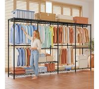 TEMU Perchero resistente con correa antivuelco, perchero grande con 11 estantes, organizador de armario modular de 4 niveles, capacidad de 1120LBS, 77"X77" de pie, negro