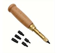 TEMU Perforadora de libros automática Stonego con tornillo extraíble, punta de 6 tamaños 1.5-4 mm, correas automáticas, herramienta para cuero