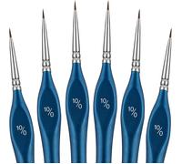 TEMU Pinceles de 10/0, Dom Juego de 6 Pinceles Miniatura Extra para con Puntas Muy Finas para Modelos a Pequeña y Pintar por Números para Adultos - Adecuado para Acrílico, Acuarela y Óleo, en Azul