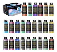 TEMU Pinturas acrílicas perladas, disponibles en 24/20/18 colores, empaquetadas en botellas de 60 ml/2 oz, diseñadas para artistas, aptas para pintar sobre , madera, tela, cerámica y manualidades.