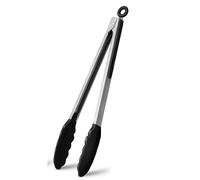 TEMU Pinzas de Cocina, Pinzas de Acero Inoxidable con Bloqueo y Punta de Silicona, Antirrayas y Resistentes al , Pinzas para Servir para Ensalada, BBQ, Negro