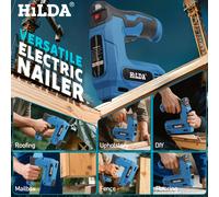 TEMU Pistola de Clavos Eléctrica HILDA, de de Madera con Carga USB, Herramienta Inalámbrica para Muebles y Decoración, 2000 Grapas