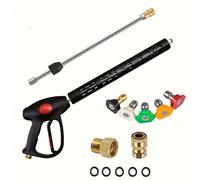 TEMU Pistola de Limpieza de Presión con Varilla de Extensión Reemplazable, 4000 PSI, Pistola de Limpieza de Potencia, Ajustable de 41 Pulgadas, M22-14mm o M22-15mm, 5 Boquillas Adicionales