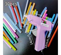 TEMU Pistola de Pegamento Caliente 15W en Azul, Rosa, y , Juego 30 Barras de Pegamento Transparente con de 7*4 Pulgadas y Enchufe Estándar Europeo
