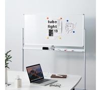 TEMU Pizarra Móvil Magnética Cara 120 x 60 cm, Pizarra Blanca con Ruedas de Borrado Ajustable con Soporte, 6 Marcadores, 12 Imanes y 1 Borrador, 120x60cm,