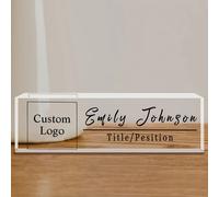 TEMU Placa de identificación acrílica 2D personalizada con logo - Tablero de decoración de oficina personalizado, adecuado para líderes o empresas, un gran regalo para empleados o profesores