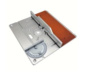 TEMU Placa de inserción de aluminio para mesa de enrutador, tablero abatible eléctrico para fresado de madera con ingletadora, calibrador y juego de guías para carpintería