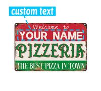 TEMU Placa de Metal Personalizada 8x12 Pulgadas - para Pizzería, Decoración Vintage Cocina | Regalo Único Para Amantes De y Chefs, ¡Decora Navidad!
