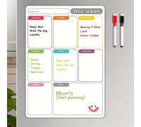 TEMU Planificador semanal magnético A4, pizarra blanca de calendario para refrigerador de borrado para organizar , planificación de comidas o planes de negocios en - marcador de borrado