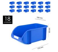TEMU PLASTIKEN Pack 18 Unidades Gaveta Apilable Azul 10 Cm 10 cm x 17 cm x 9 cm. Organizador Tornillos, Cajones Apilables, de plástico.
