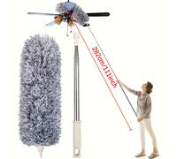 TEMU Plumero para Limpieza de Techos Altos, Plumero de Microfibra Newliton con Telescópico de 30'' a 110'', Plumero Extensible Largo para Muebles y en el Hogar