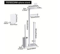 TEMU Porta cepillo de baño de pie para suelo, soporte multifuncional para RV con almacenamiento, portarrollos verticales sin perforación, estante desmontable para papel higiénico y limpieza del piso
