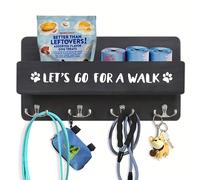 TEMU Porta Correa y Llavero de Madera para Perros - en la Pared con 4 Ganchos Dobles, Ganchos de y Hueso, Adecuado para Collar, Correa, , Organización de Juguetes - Regalo de Madera para Amantes de