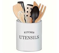 TEMU Porta Utensilios de Cocina de Madera Negra Rústica - Organizador de Encimera para Herramientas de Cocina, Tamaño Grande 5*6 Pulgadas, Cubiertos y Más - Ideal para Decoración de Estilo Granja
