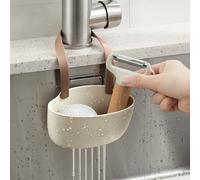 TEMU Portaesponjas de Cocina Moderno de Plástico con Correa Ajustable - Diseño Versátil y en la Pared, Ideal para Fregaderos, para Organizar Esponjas y Jabón en Baños y Cocinas