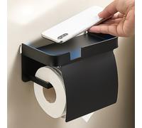 TEMU Portarrollos de Baño con Soporte para Teléfono, Diseño de Muesca Sin Taladro, Montaje en Pared, Organizador de Papel Higiénico para Baño