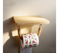 TEMU Portarrollos de Papel Higiénico de Pared, Soporte para Toallas de Baño, Estante de Madera , Estilo Nórdico, Estante de Almacenamiento para Baño