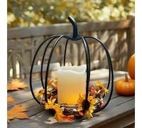 TEMU Portavelas de Calabaza en Hierro, Sin Cera ni Decoraciones Incluidos, Ideal para la Décora Navideña del Hogar