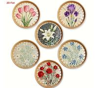 TEMU Posavasos de madera planos 2D, juego de 6 piezas, con de tejidos, adecuados para fiestas en casa, cafeterías, oficinas, todas las ocasiones, decoración del hogar, regalos de Navidad, planos 2D