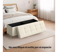 TEMU Puff Almacenaje, Almacenaje, Baúl de Almacenaje Plegable, de Almacenamiento Acolchado, Taburete Reposapiés, de Cama, 38 x 110 x 40 cm, con Patas, Soporta 300 kg, para , Dormitorio, Entrada