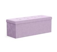 TEMU Puff Almacenaje, Baúl de Almacenaje Plegable, 38 x 110 x 38 cm, Taburete Reposapiés, de , Soporta 300 kg, para , Dormitorio, Entrada, Terciopelo, Lila