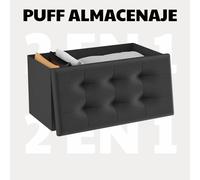 TEMU Puff con Almacenaje Plegable , Baúl Organizadora y Asiento Acolchado, Taburete Reposapiés Resistente 300 kg, para Sala y Dormitorio - 76×38×38 cm