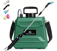 TEMU Pulverizador de Jardín Eléctrico con Batería 8L, Mango Recargable USB, 3 Boquillas Ajustables, Manguera Retráctil y Correa para Regulable - Ideal para Patio, Césped y