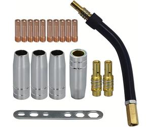 TEMU Punta de MB15 15AK .035" 0.9mm M6 & Soporte de Puntas, Difusor, y Cuello de para de Soldadura MIG MB15 15AK - 18 Piezas