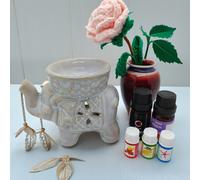 TEMU Quemador de aceites esenciales de elefante de cerámica multicolor artesanal, ideal para usar en el dormitorio o , como regalo de Navidad