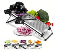 TEMU Rebanador de verduras de acero inoxidable con 5 cuchillas, mandolina rebanadora ajustable, rallador profesional de verduras, cebolla y , accesorios de cocina