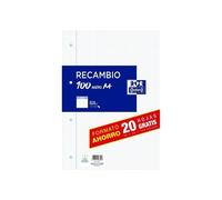 TEMU Recambio Oxford A4 80 + 20 hojas - papel de 90 gr - cuadro 4mm 4 taladros