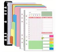 TEMU Recambios De Planificador Diario Para Agenda A5, 90 Páginas Coloridas Para Planificador De Anillas Sueltas De 6 Anillas Con Separador, Bolsillo De PVC, Regla, Pestaña De Índice Para Diario