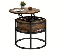 TEMU redonda con elevable, mesa de salón con de almacenamiento 60x60x47cm, mesa de sofá para salón regulable
