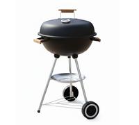 TEMU Redonda de Portátil Color Negro con Parrilla de Acero y Estante Inferior para Jardín y Camping con Ruedas