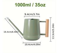 TEMU Regadera de Acero Inoxidable Pequeña para Riego Interior, Spray para Oficina, Hogar, , Mango de Madera (1000 ml/35 oz)