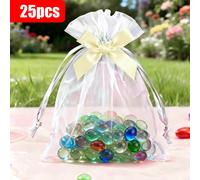 TEMU Regalo para Ella/Él, 25 bolsas blancas con cordón para regalos; Ideal para recuerdos de boda, regalos de y para joyería, dulces y celebraciones de (reutilizable)
