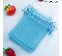 TEMU Regalo para Ella/Él - 25 piezas de bolsitas de organza azul lago con cordón para joyería de 15*10 cm