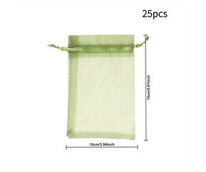TEMU Regalo para Ella/Él 25pcs Bolsas de Regalo de Organza Verde de 15 X 10Cm con Bolsas de Malla con Cordón