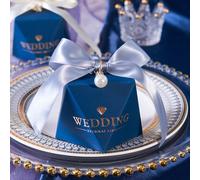 TEMU Regalo para Ella/Él 50pcs Cajas de Regalo Azules con Forma de Diamante para Empaquetado Regalo de Boda de de Cajas Pequeñas Rosadas para Regalos Suministros para Baby Shower