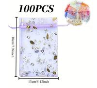 TEMU Regalo para Ella/Él, Juego de 100 Bolsas de Gasas Transparentes con Diseño de Flores de Melocotón, para Regalos de Joyería, Recuerdos de y Ocasiones Especiales como de San Valentín y Navidad