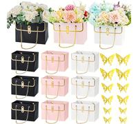 TEMU Regalo para Ella/Él, Juego de 12 Bolsas de Regalo Florales que Incluyen 12 Cajas de Flores para Adiciones de Mariposas 3D, Cajas de Flores Multiusos para , Ideal para de la , , , Graduaciones