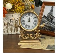 TEMU Reloj de chimenea dorado y negro, reloj de mesa silencioso a pilas estilo para decoración de