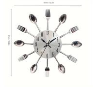 TEMU Reloj de pared de metal, 1 pieza, reloj decorativo colgante de utensilios de cocina, , decoración ideal para cocina, comedor y