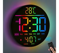 TEMU Reloj de pared digital - 25 cm/" RGB, automático, , y día, horario automático, luz nocturna, sin , reloj de pared eléctrico LED moderno para dormitorio,