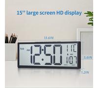 TEMU Reloj de pared digital de 15" a pilas, con , día de la , , alarma y función de , horario automático, formato de 12/24 horas, regalo para y papá para , Día de la , mayores, para oficina,