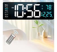 TEMU Reloj de Pared Digital Grande de 16 Pulgadas con Temporizador de , Pantalla de y Control Remoto, Ideal para Oficinas, Decoración del Hogar, Cocinas, Salas, Gimnasios y Aulas, Reloj LED de Pared