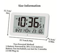 TEMU Reloj de Pared Digital Grande de 8.5 Pulgadas con , Humedad, , Día de , Alarma, 3 Niveles de Volumen, Función , Batería, 12/24H, Ajuste Automático de , DST, Pantalla LCD
