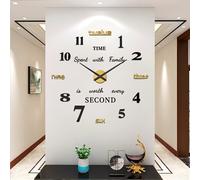 TEMU Reloj de pared enorme, ideal para la decoración de , reloj decorativo a pilas (decoración de pared negra y dorada)