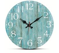 TEMU Reloj de pared minimalista con veta de madera vintage, decoración de cocina silenciosa sin color verde , reloj decorativo vintage a pilas, para baño, dormitorio, , oficina