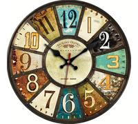 TEMU Reloj de Pared Silencioso de Inspiración Vintage - Funciona con Pilas, para Dormitorio, , Oficina, Cocina y Decoración de Baño